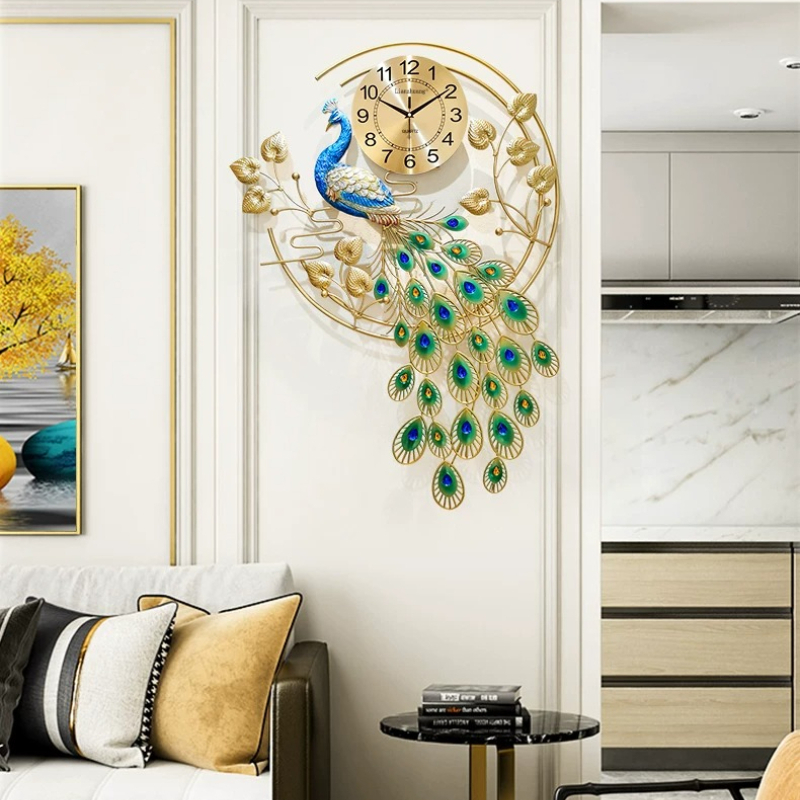 Luxury Lifestyle Living - Minimalist Xenomorph Wall Clocks Peacock Vintage