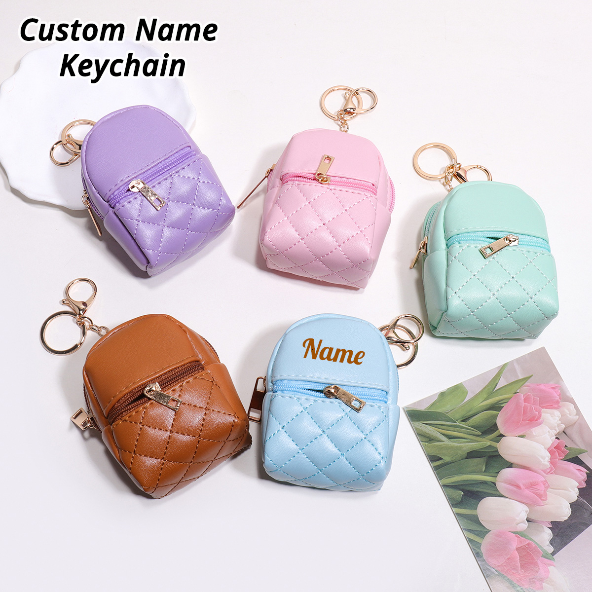 Mini Custom Name Keychain Coin - đánh giá và giá Leather Card Wallet